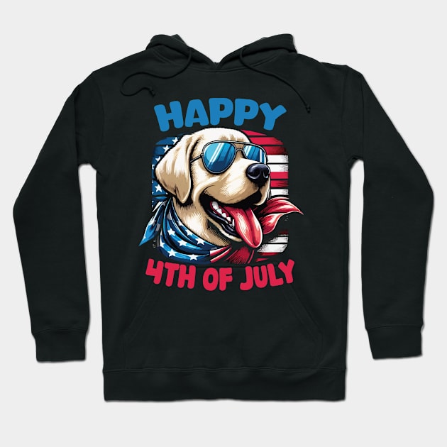 Happy 4th of July Patriotic American Labrador Retriever Hoodie by JUST PINK